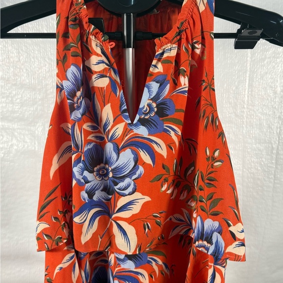 LOFT Orange Blue Halter Midi Sundress - Picture 2 of 6